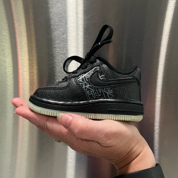 Space Jam x Air Force 1 '07 TD 'Computer Chip' Black Sneakers For Baby Size 4C - Picture 2 of 12